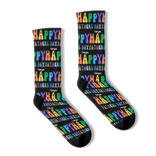 Happy Fathers Day i love you dad Heart Daddy funny Socks