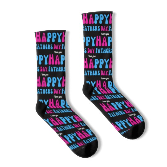 Happy Fathers Day i love you dad Heart Daddy funny Socks