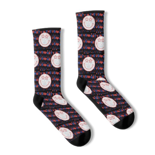 Party In The Usa Hot Dog Love Funny Fourth Of July Socks