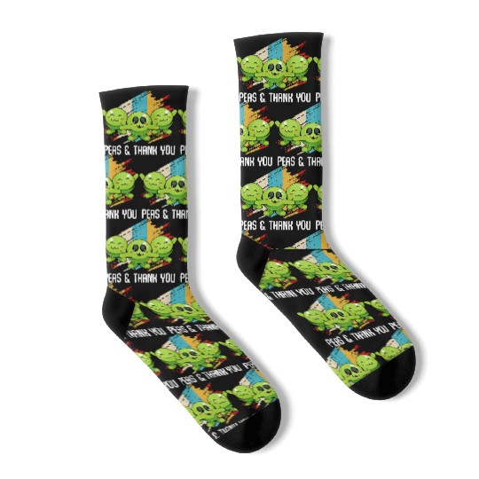 Peas Peas Thank You Cute Vegan Pun Socks