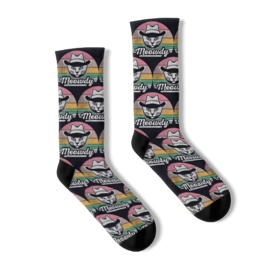 Mashup Between Meow And Howdy Cat Meme Cat Socks