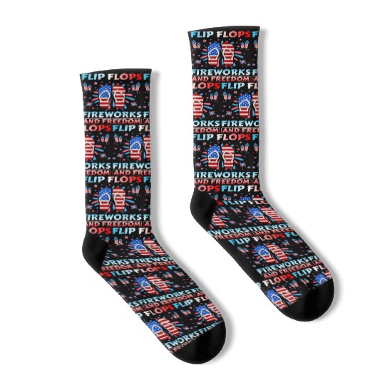 Flip Flops Fireworks and freedom Socks