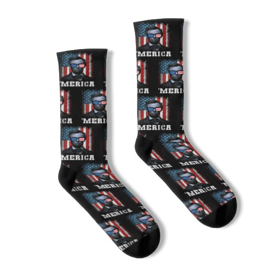 Merica Lincoln Independence Day Party 4th July Socks