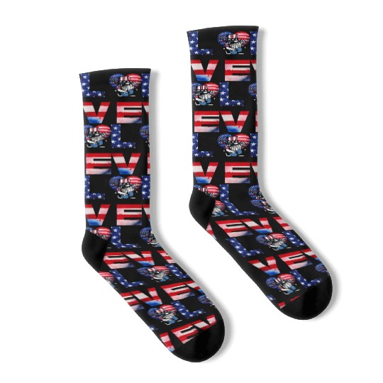 LOVE USA 4th of July Socks