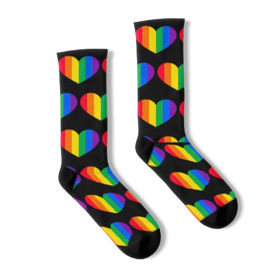 Gay Pride Rainbow Heart Socks