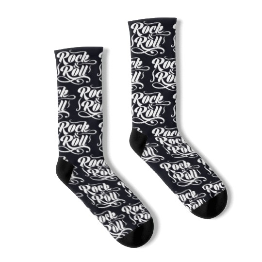 Rock and roll text vintage typography Socks