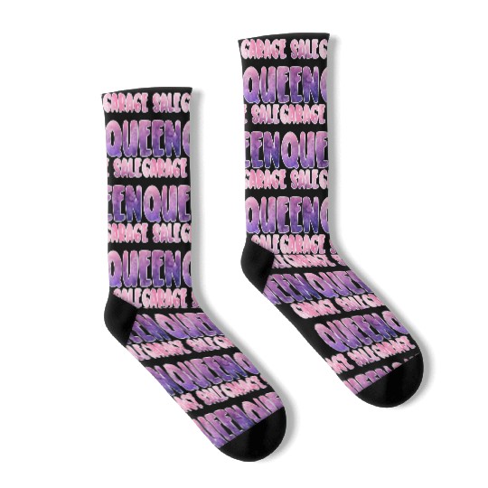 Garage Sale Queen purple pink watercolor Socks