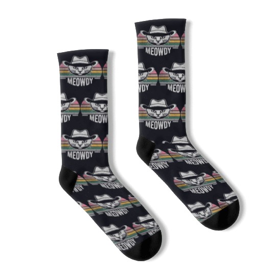 Mashup Between Meow And Howdy Cat Meme Cat Socks