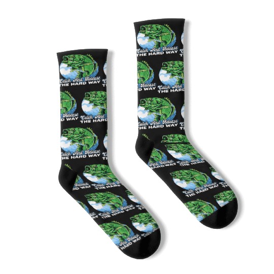 Hand Fishing Fisherman Noodling Lover Fisher Fish Socks