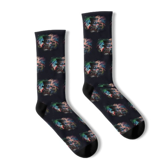 Merica Lincoln Independence Day Party 4th July Socks