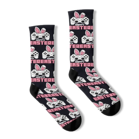Video Game Bunny Controller Happy Easter Gamer Socks