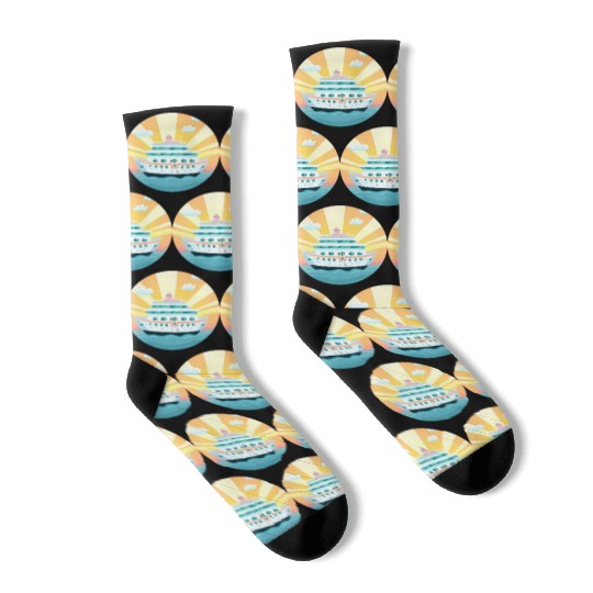 Cruise Ship at Sunset - Dream Voyage Design Socks