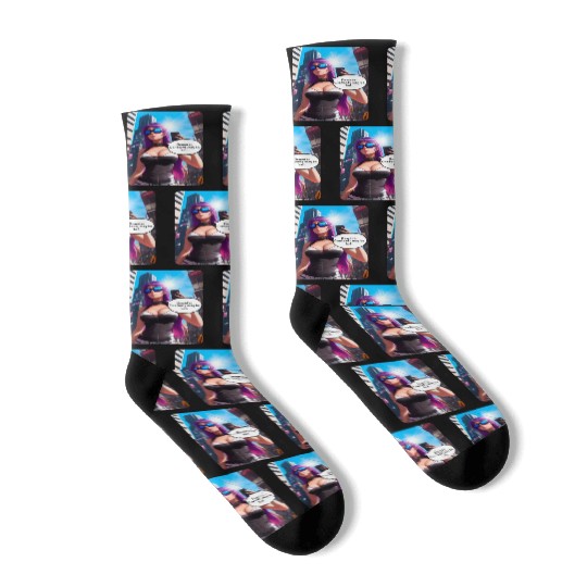 Cyberpunk Waifu Influencer Design 5 Socks