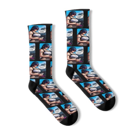 Cyberpunk Waifu Influencer Design 8 Socks