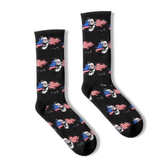 Merica Lincoln President Independence Day Party Socks