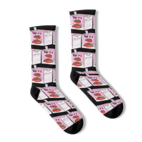 K Pop Strawberry Milk Drink Korea Kpop Korean Socks