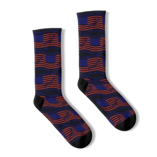 My patriotic heart beats red white and blue Socks