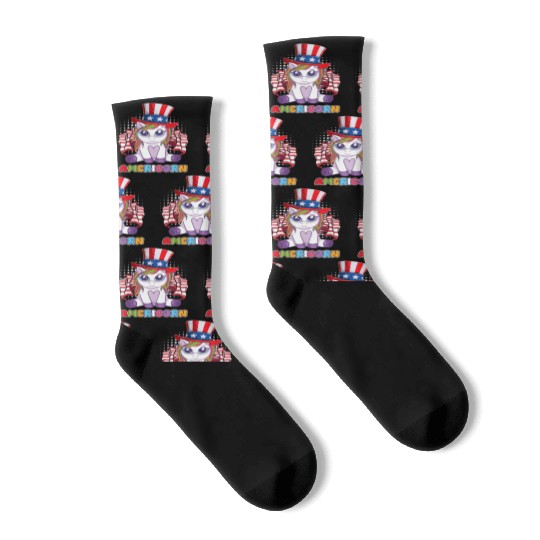 Americorn Unicorn America Party Independence Day Socks