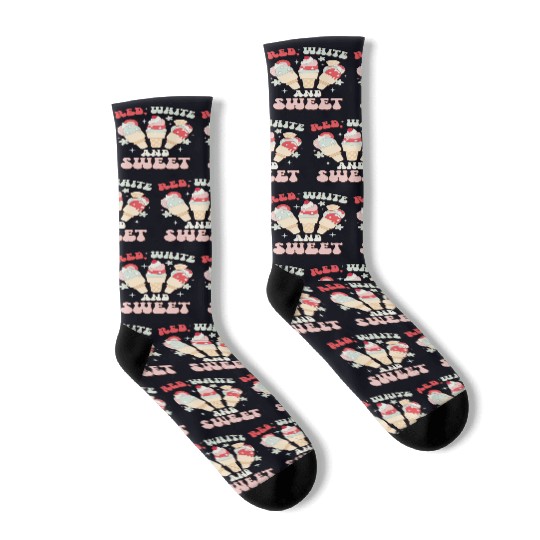 Red, White And Sweet, Independence Day Socks