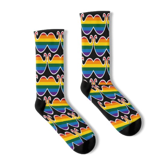 rainbow mustache Socks