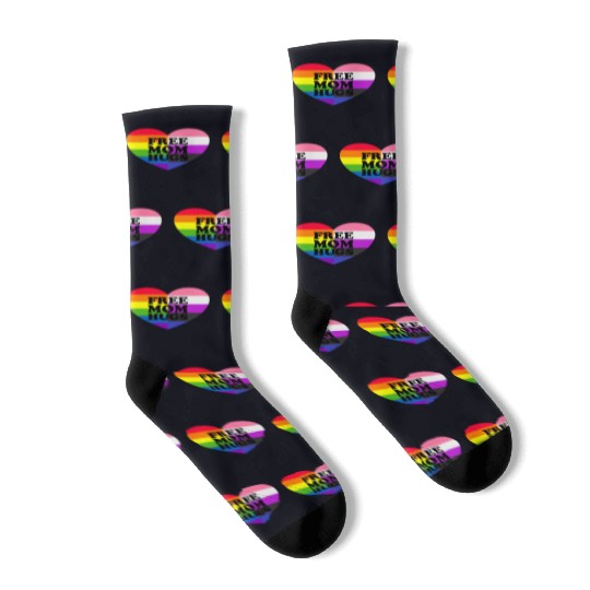 Free Mom Hugs Gay Pride Genderfluid Flag Socks