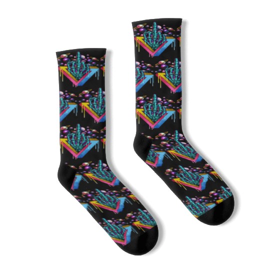 Trippy skeleton middle finger Socks