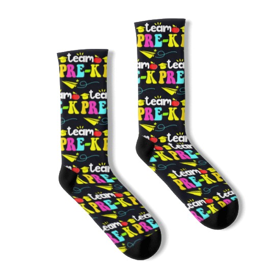 Happy Back To School Team Pre K Preschool Teacher Socks