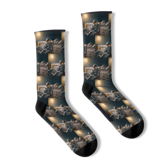 Astronaut drinking beer on the moon Socks