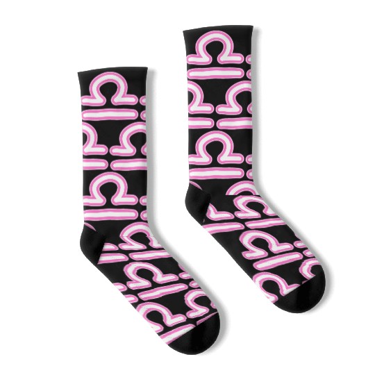 Libra Zodiac Sign Neon Pink Socks