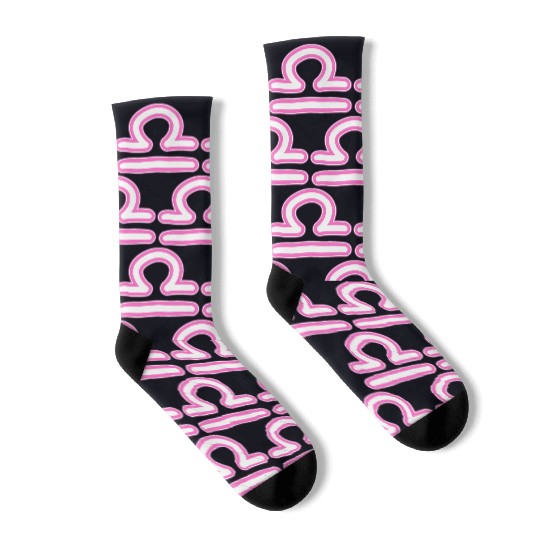 Libra Zodiac Sign Neon Pink Socks