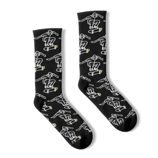 Modern Illustrated Skateboard Socks