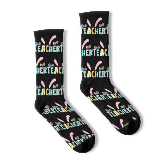 Cute Easter Hoppy Teacher Bunny Ears Socks