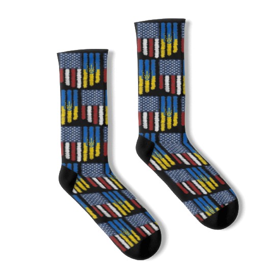 Ukrainian American Flag Ukraine Usa America Roots Socks
