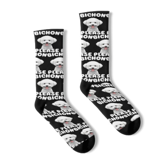 Bichon Please Bichon Frise Dog Lover Funny Pun Socks