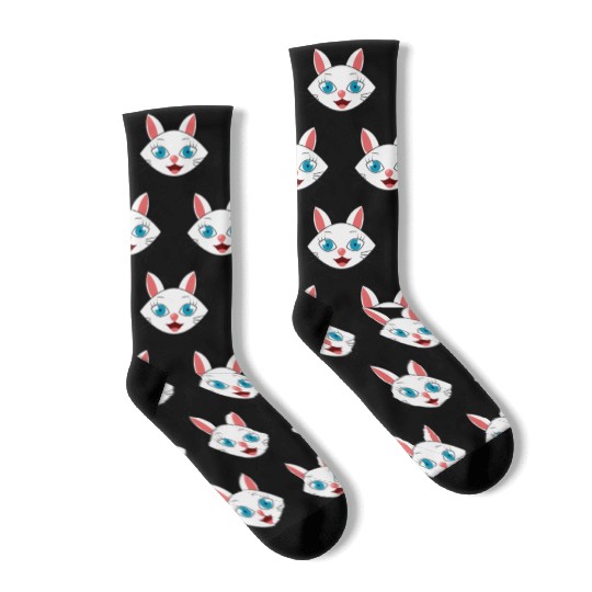 Mewsome White Cat Face Socks