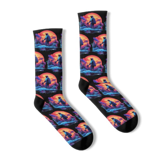 Angler Sunset Neon Style Socks