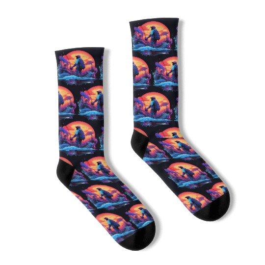 Angler Sunset Neon Style Socks