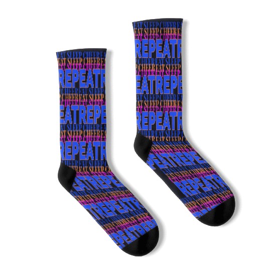eat sleep cheer repeat quote red nostalgia Socks