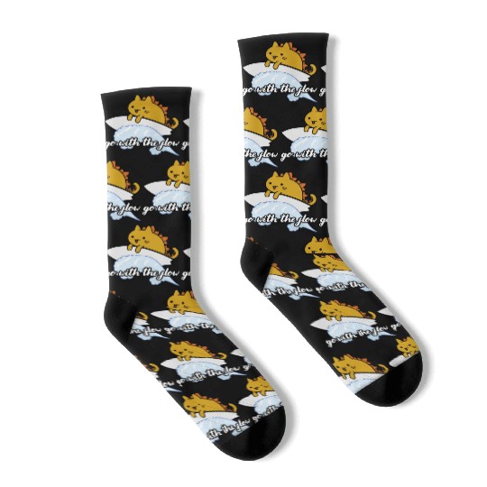 Catzilla Surfer Surf Lover Go With The Flow Socks