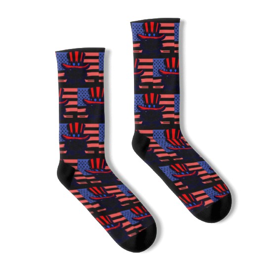 Cat Us Flag 4th Of July Socks
