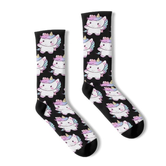 Cute Dancing Unicorn, Joyful Fantasy Design Socks