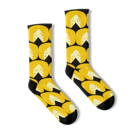 Cheese golden yellow with point cut out front view Socks