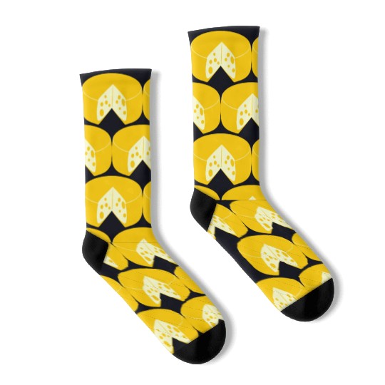 Cheese golden yellow with point cut out front view Socks