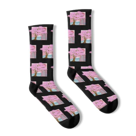 Japan aesthetics sakura tree gift cherry blossom Socks