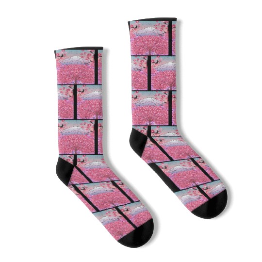 Japan nature mountain sakura gift cherry blossoms Socks