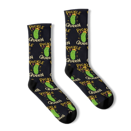 Pickle Queen Vegan Funny Cucumber Vegetable Socks