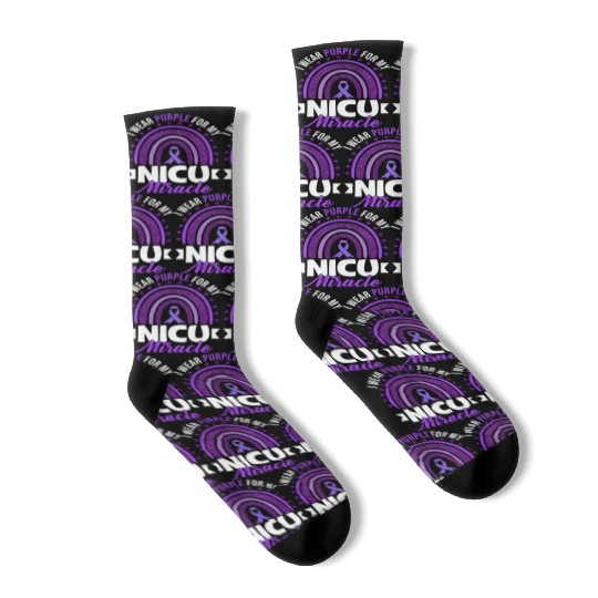 I Wear Purple For My Nicu Miracle Prematurity Socks
