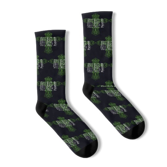 St Patrick's Day Celtic Cross Prayer Christian Att Socks