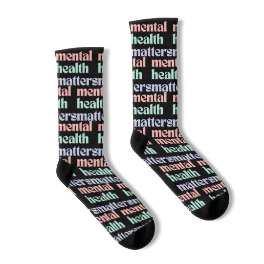 Mental Health Matters | Retro Quote Pastel Rainbow Socks