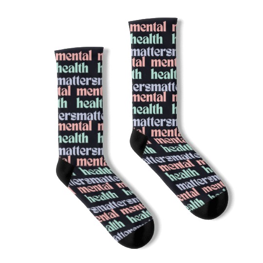 Mental Health Matters | Retro Quote Pastel Rainbow Socks